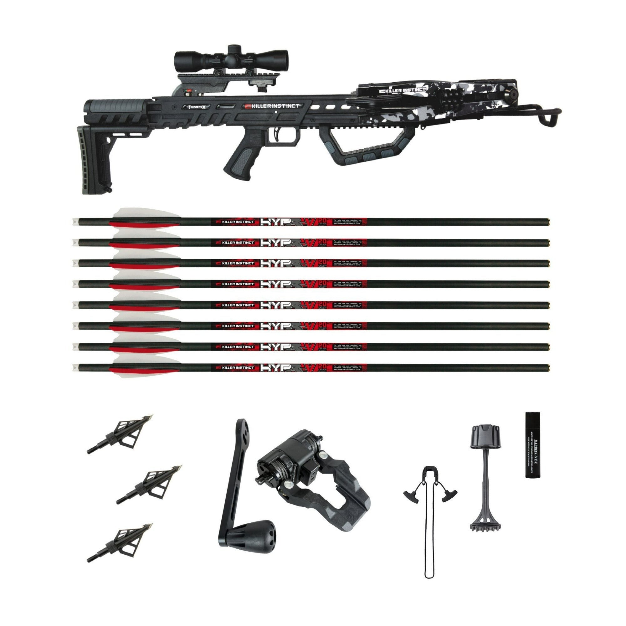 Killer Instinct Tempr-X 405 Crossbow Kit with Crank, Bolts and Broadheads Bundle