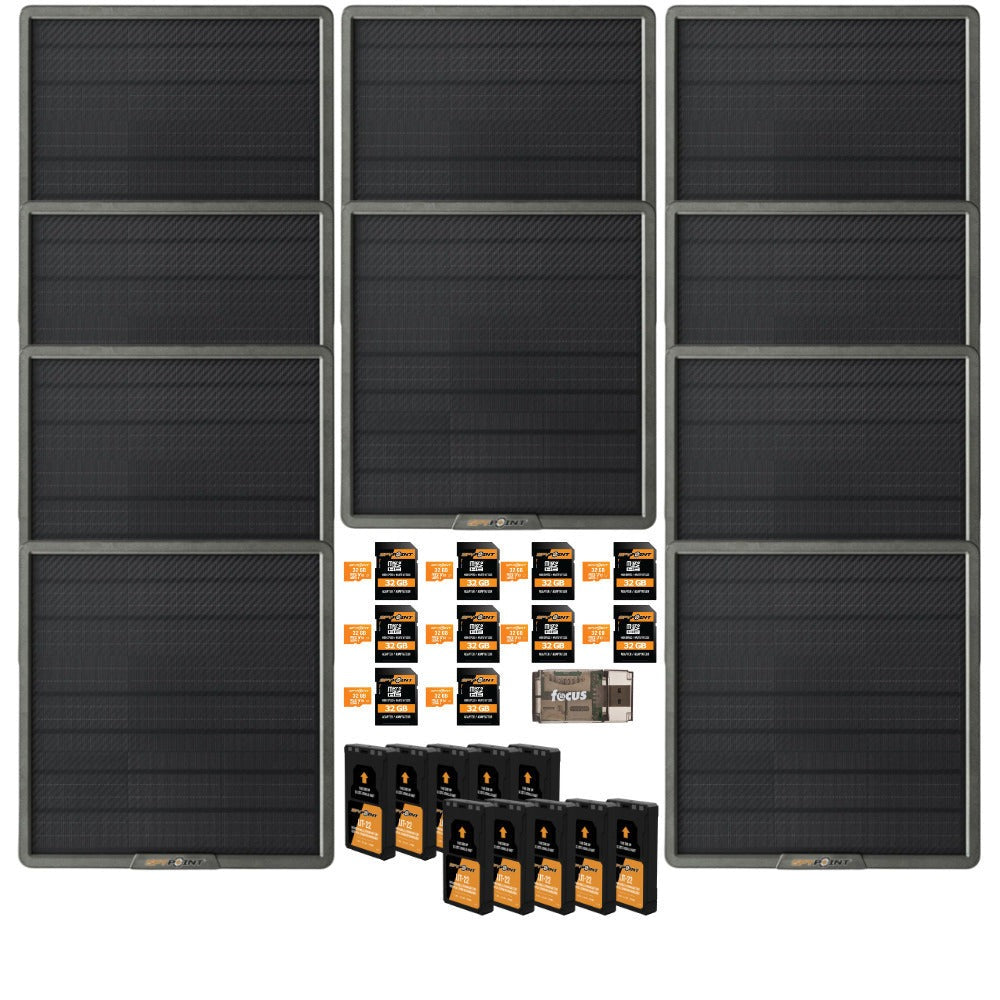 Spypoint 10W Solar Panel (10-Pack) with Battery Pack, Memory Card and Card Reader Bundle