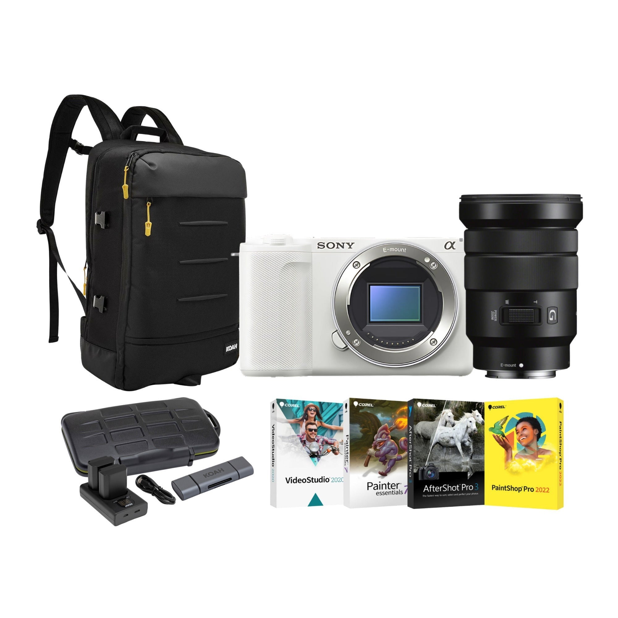 Sony ZV-E10 II Mirrorless Camera (White) with 18-105mm f/4 G OSS Lens Bundle