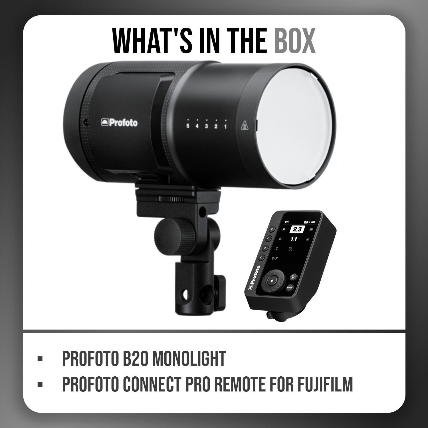 Profoto 40W B20 LED Monolight and Connect Pro Remote for Fujifilm Bundle