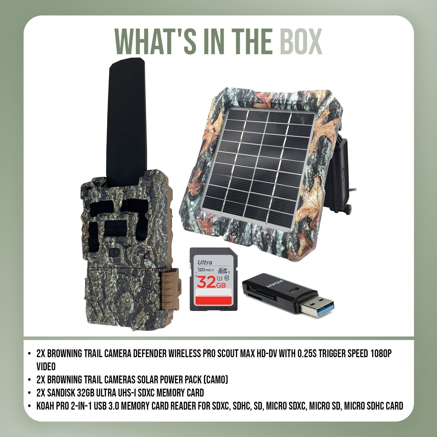 Browning Defender Wireless Pro Scout Max Trail Camera (2 Pack) with Accessories