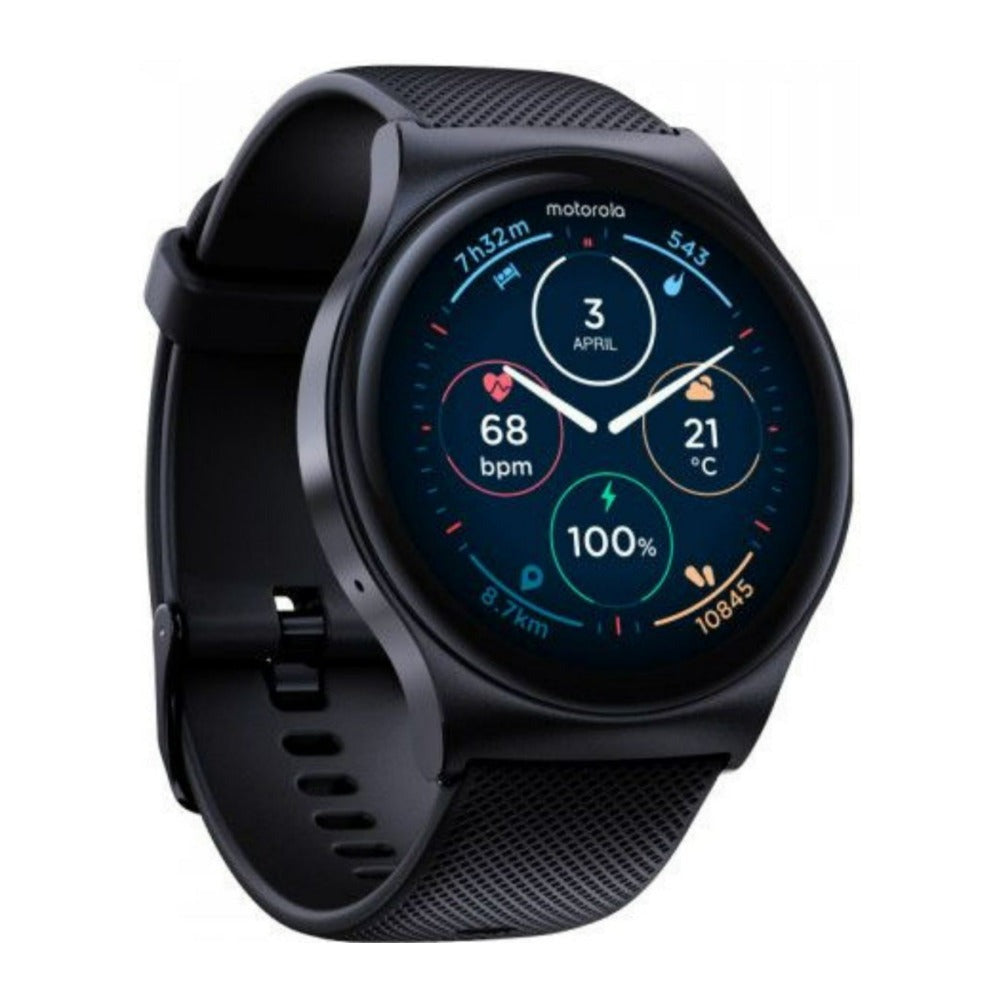 Motorola Moto 120 Bluetooth Smartwatch with AMOLED Display and Google Fit (Phantom Black)