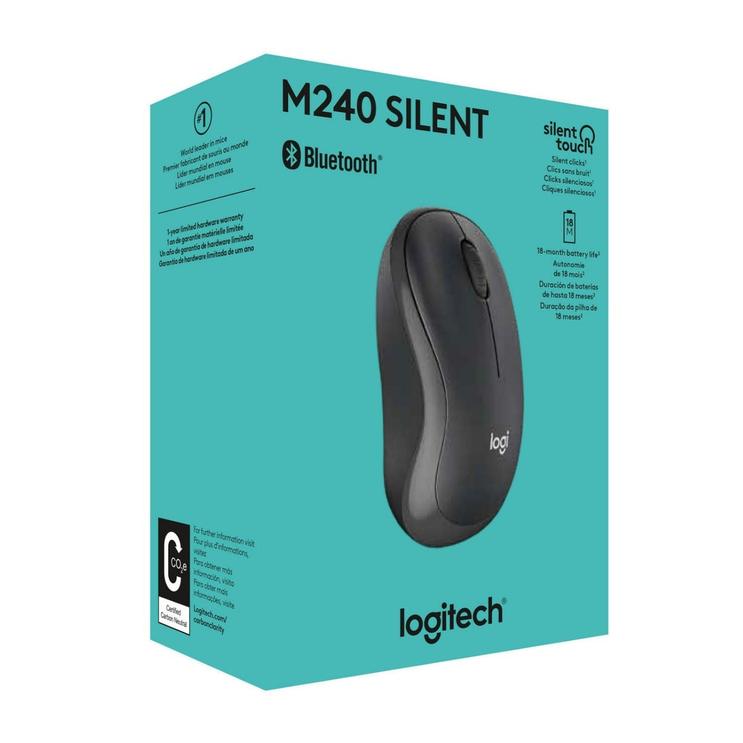 Logitech M240 Silent Cordless Long Range Bluetooth Mouse with Pre-Installed AAA Battery (Graphite)