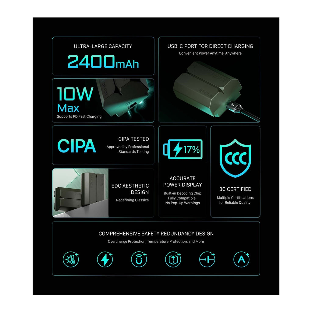 Tilta NP-FZ100 2400mAh High-Capacity Battery (Green, 2-Pack) Bundle