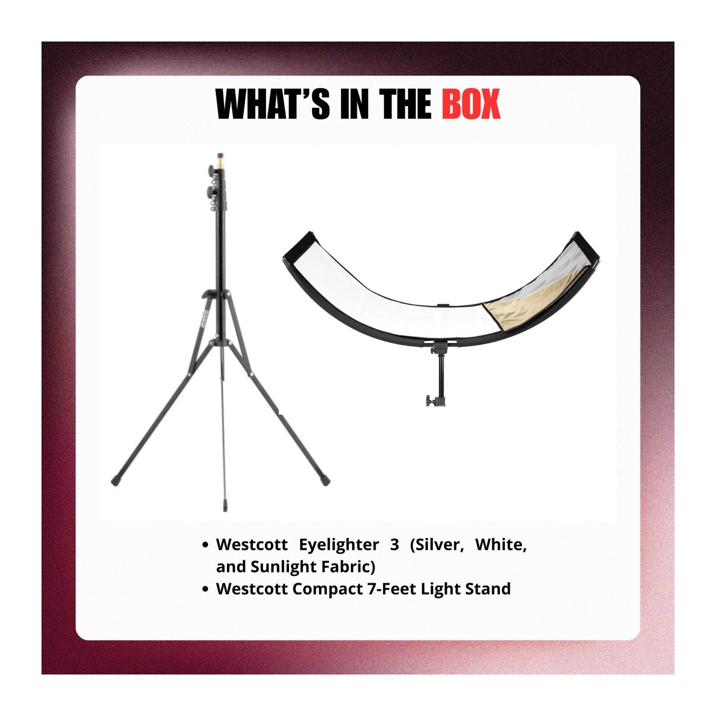 Westcott Eyelighter 3 (Silver, White, and Sunlight Fabric) with 7-Ft Light Stand