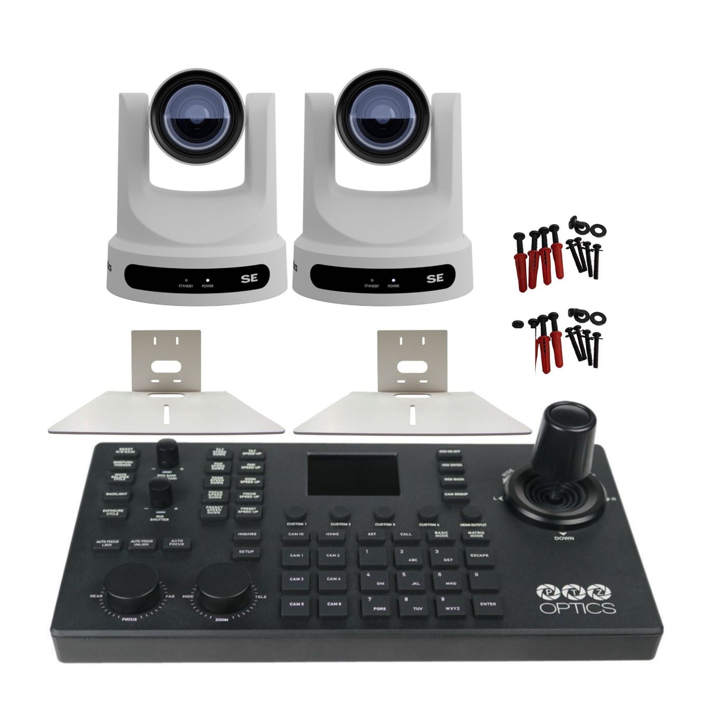 PTZOptics Move SE 30x 1080p PTZ Auto-Tracking Pan Tilt Zoom Camera (White, 2-Pack) Bundle