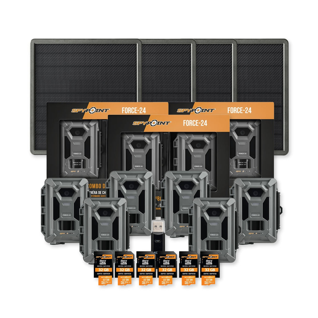 Spypoint Force-24MP Non-Cellular Trail Camera Bundle (6 Pack) with Accessories