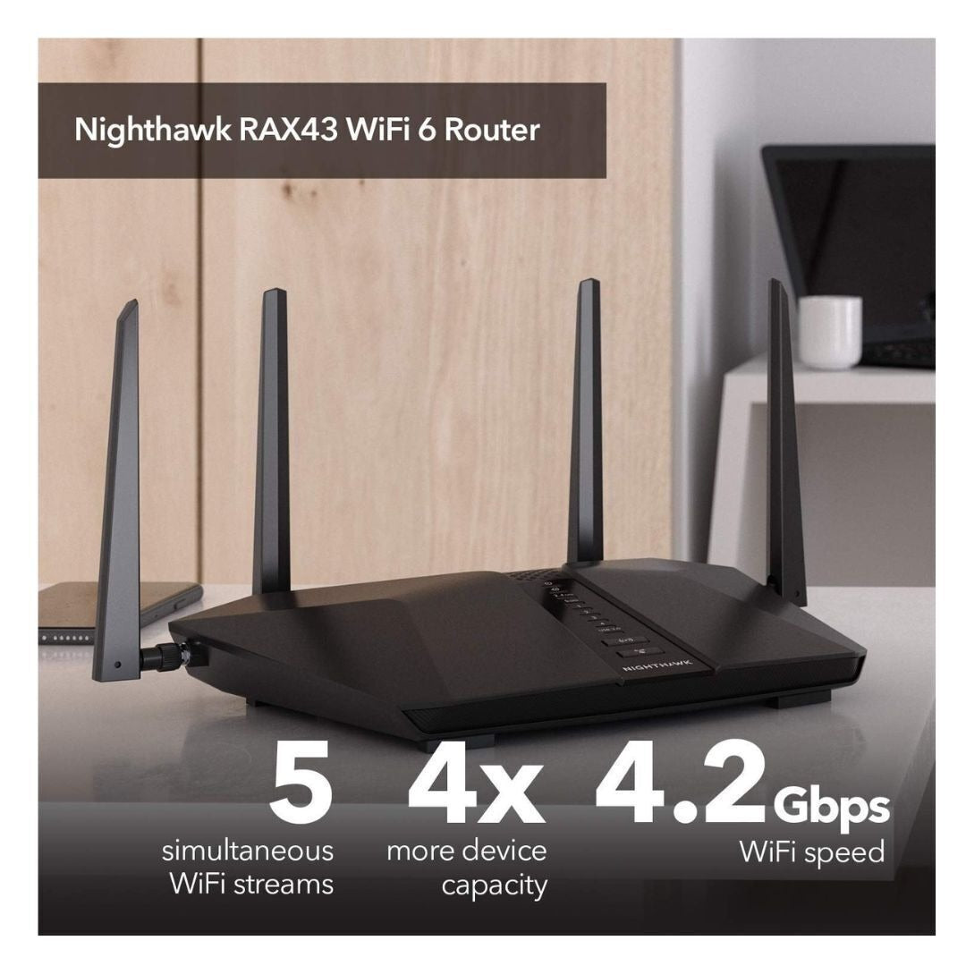 NETGEAR Nighthawk AX2400 Wi-Fi 6 Router, 5-Stream Dual-Band, NETGEAR Armor (Black) (Certified Refurbished)