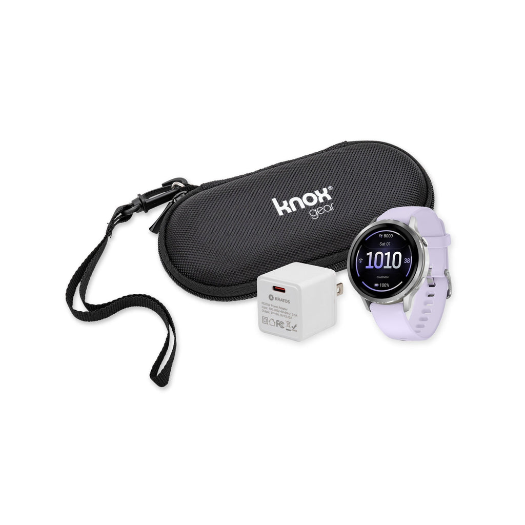 Garmin Venu 4 41mm Smartwatch (Silver with Periwinkle Silicone Band) Bundle