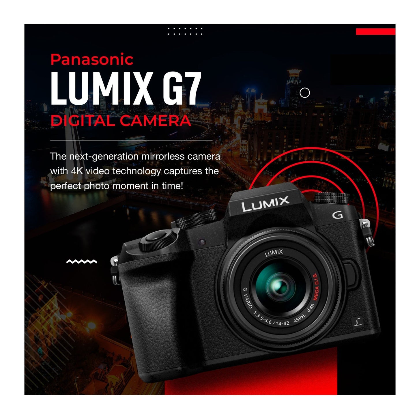 Panasonic LUMIX G7 Mirrorless Camera with 14-42mm Lens and Koah Microphone Bundle