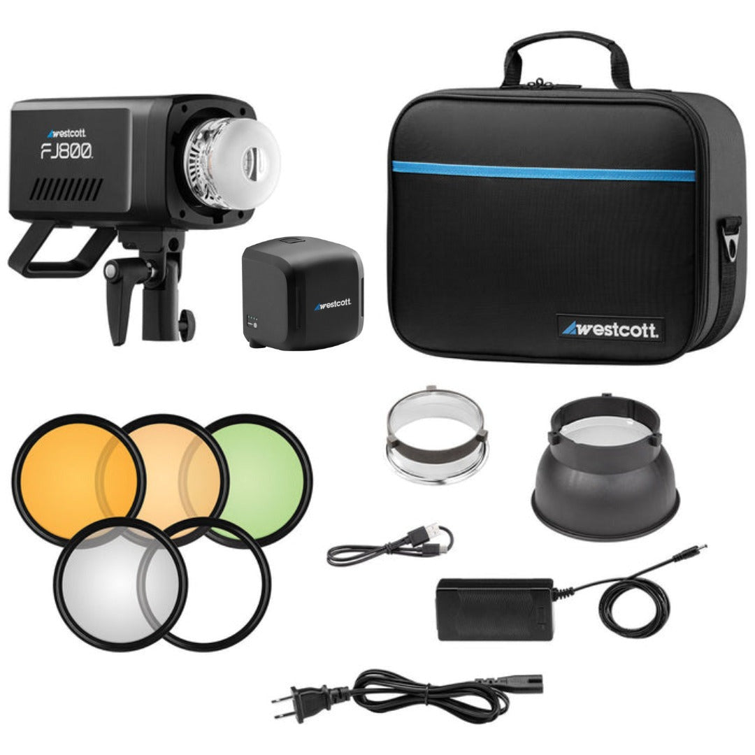 Westcott FJ800 800W Compact Touchscreen Strobe with FJ Pro AC, DC Battery Bundle