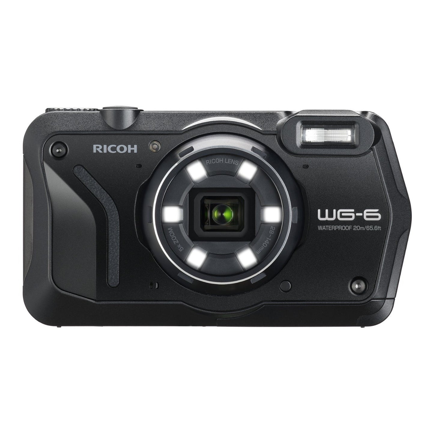 Ricoh WG-6 Digital Camera (Black) with Gadget Bag with Cleaning Kit and 64GB Memory Card