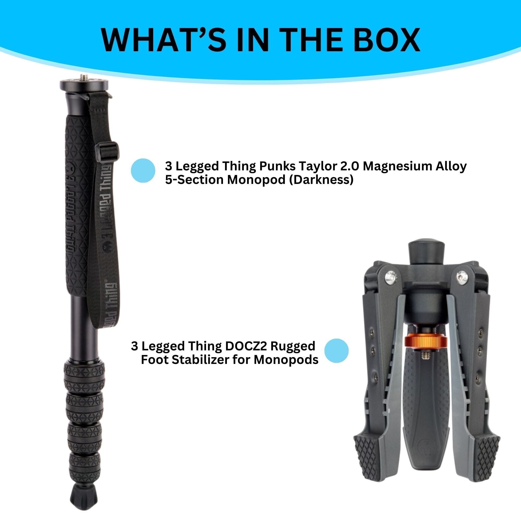 3 Legged Thing Punks Taylor 2.0 Magnesium Alloy 5-Section Monopod with Rugged Foot Stabilizer