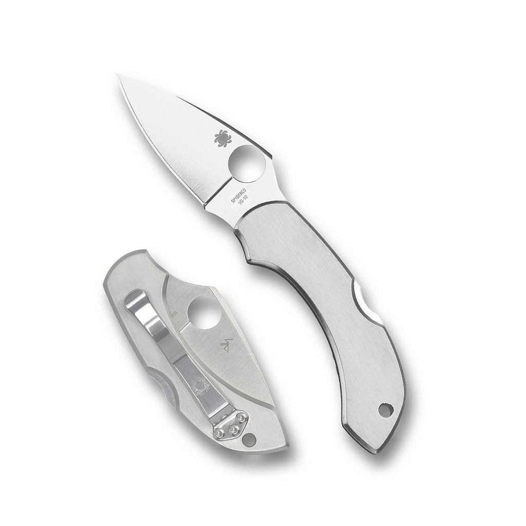 Spyderco Dragonfly Folding Knife - VG-10 PlainEdge Blade, Stainless Steel Handle, Back Lock