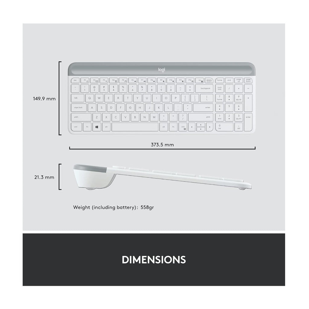 Logitech MK470 Slim Logitech Wireless Keyboard and Mouse Combo (Off-White)