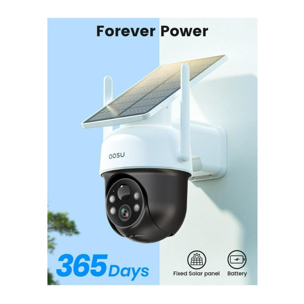 AOSU SolarCam D1 Classic 2K Wireless Camera Black and White Camera (2 Pack)