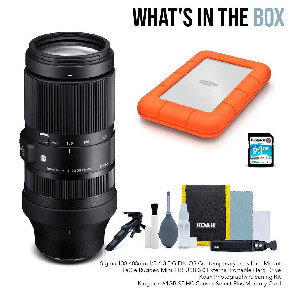Sigma 100-400mm f/5-6.3 DG DN OS Contemporary Lens for L Mounts Kit 2