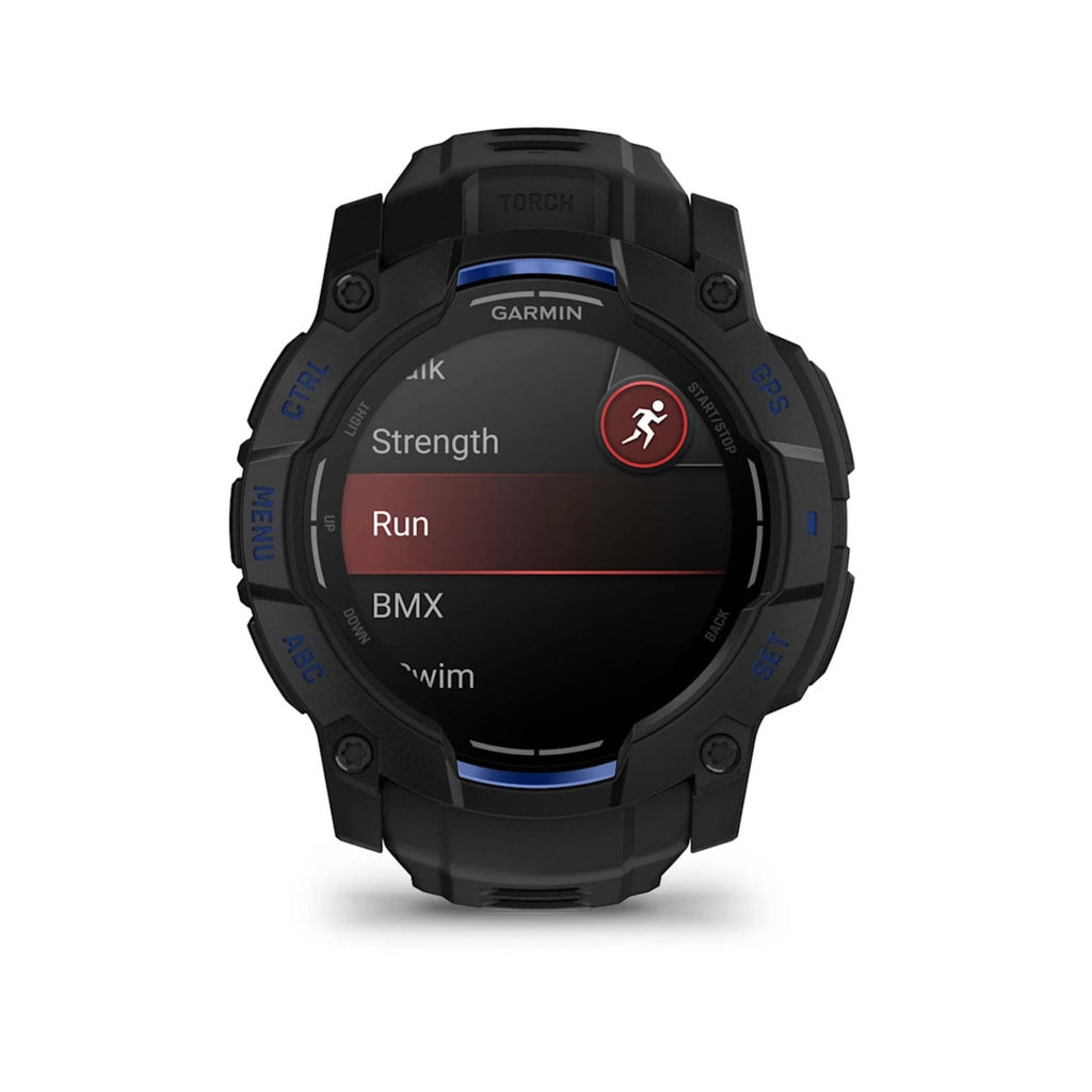 Garmin Instinct 3 AMOLED GPS Smartwatch (Black/Black with Bolt Blue)