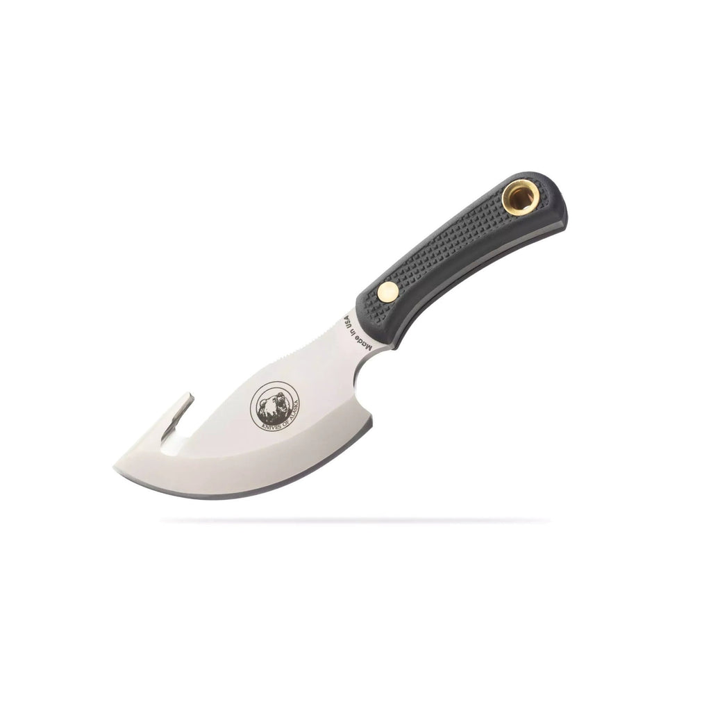 Knives of Alaska Light Hunter D2 Tool Steel Blade with Leather Sheath (Black)
