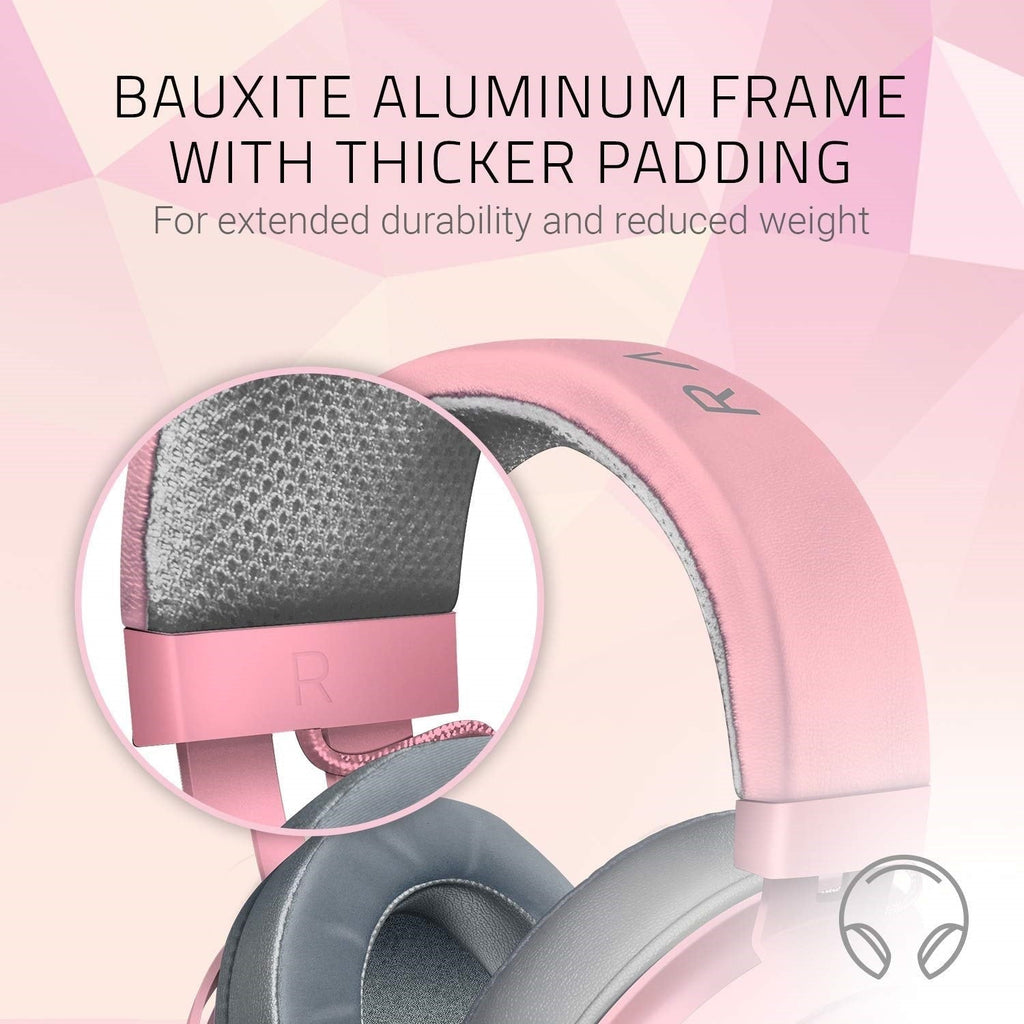 Razer Kraken Quartz Edition Wired Stereo Gaming Headset, Quartz Pink (Certified Refurbished)