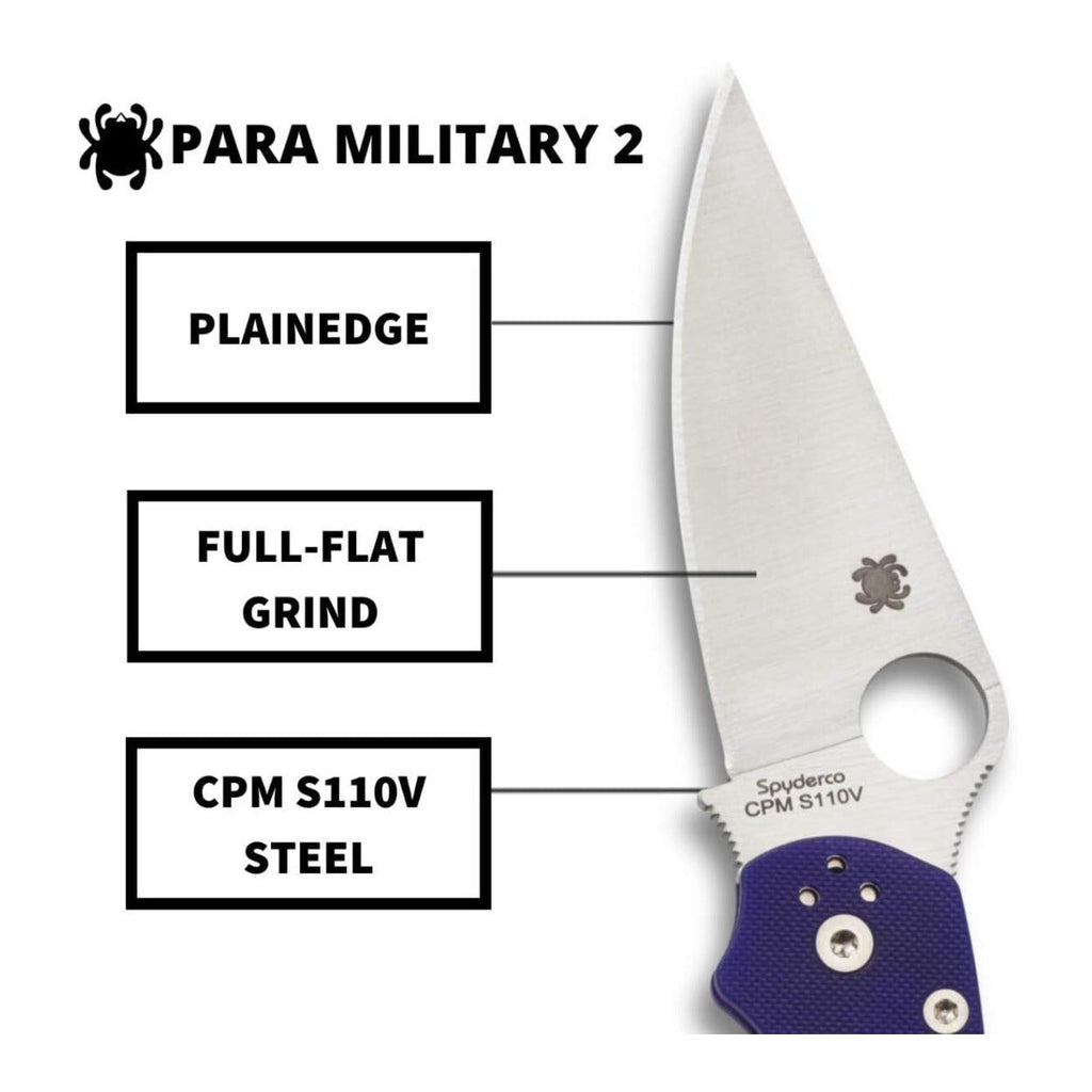 Spyderco Para Military 2 Signature Reliable, Easy to Use and Full Flat Folding Knife (Midnight Blue)