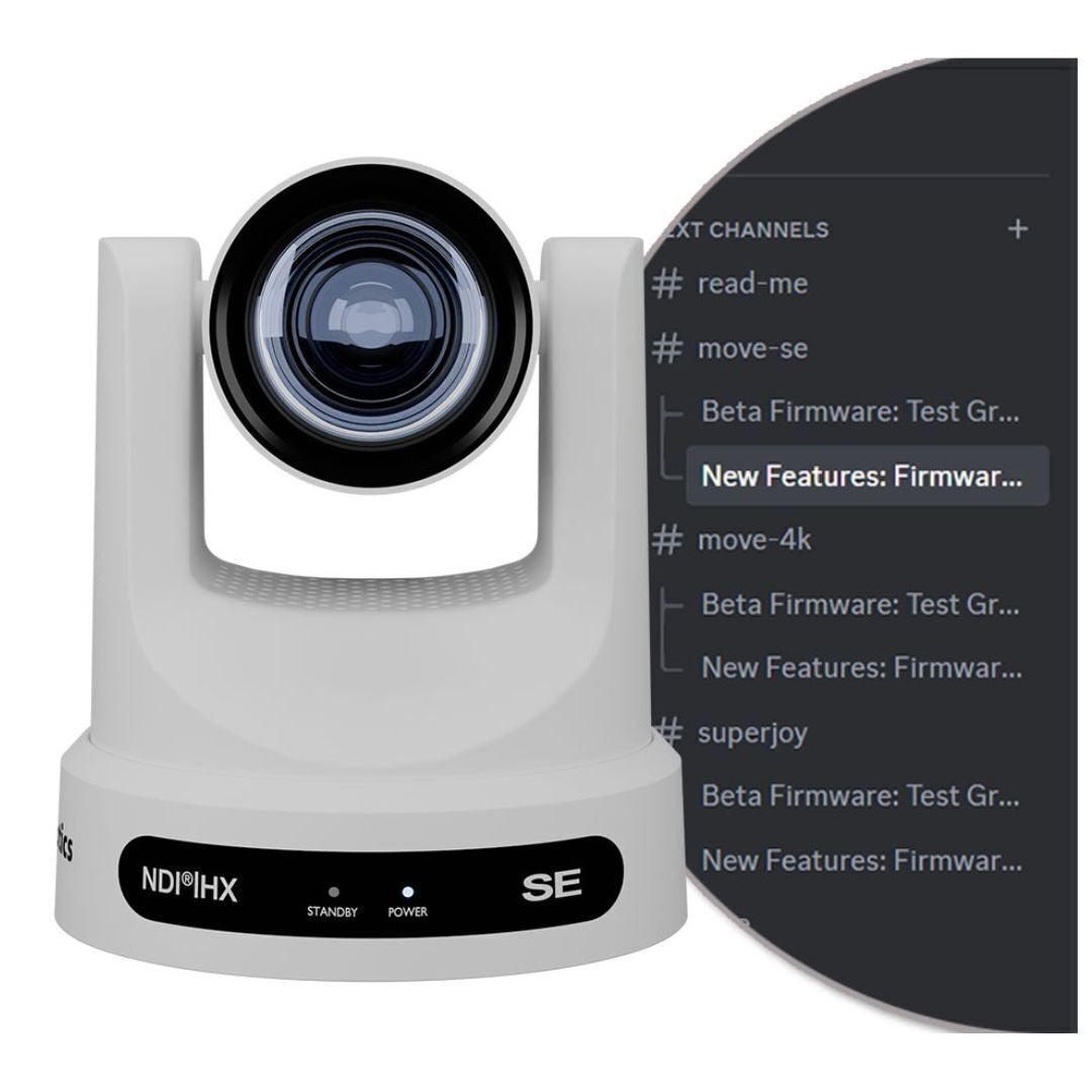 PTZOptics Move SE Camera with 12X Optical Zoom Range and Presenter-Lock Auto-Tracking (White)