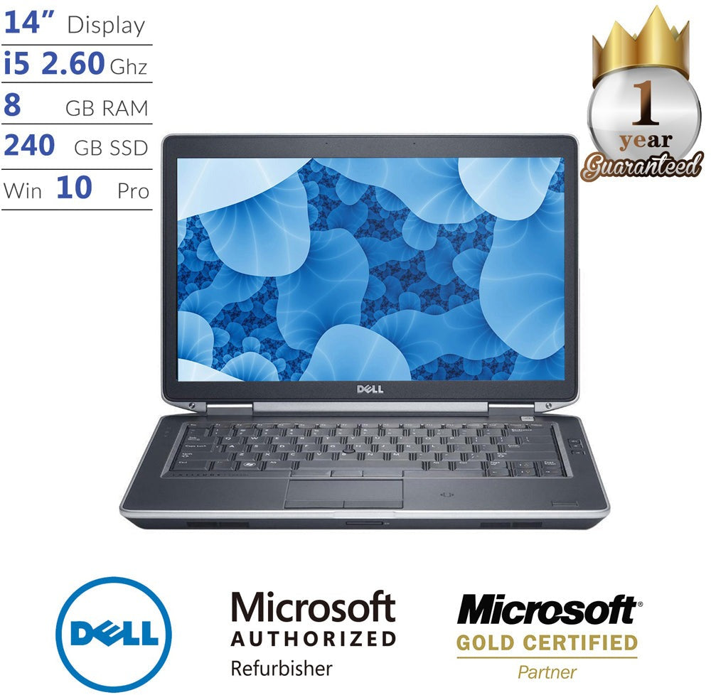Dell Latitude E6430 14" Laptop, Intel Core i5, 8GB RAM, 240GB SSD, Windows 10 Pro (Refurbished)