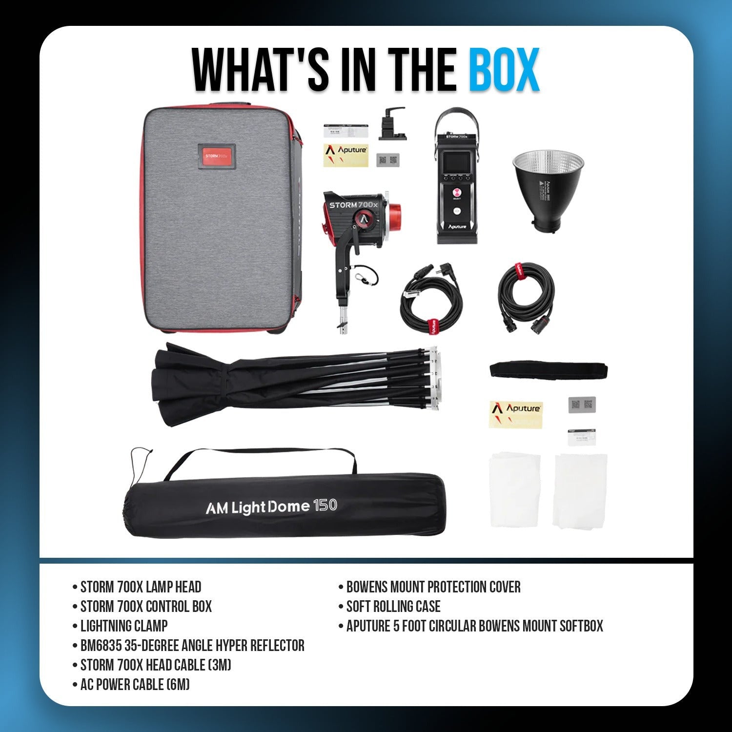 Aputure STORM 700x (2500K-10000K) with Light Dome 150 Softbox Bundle