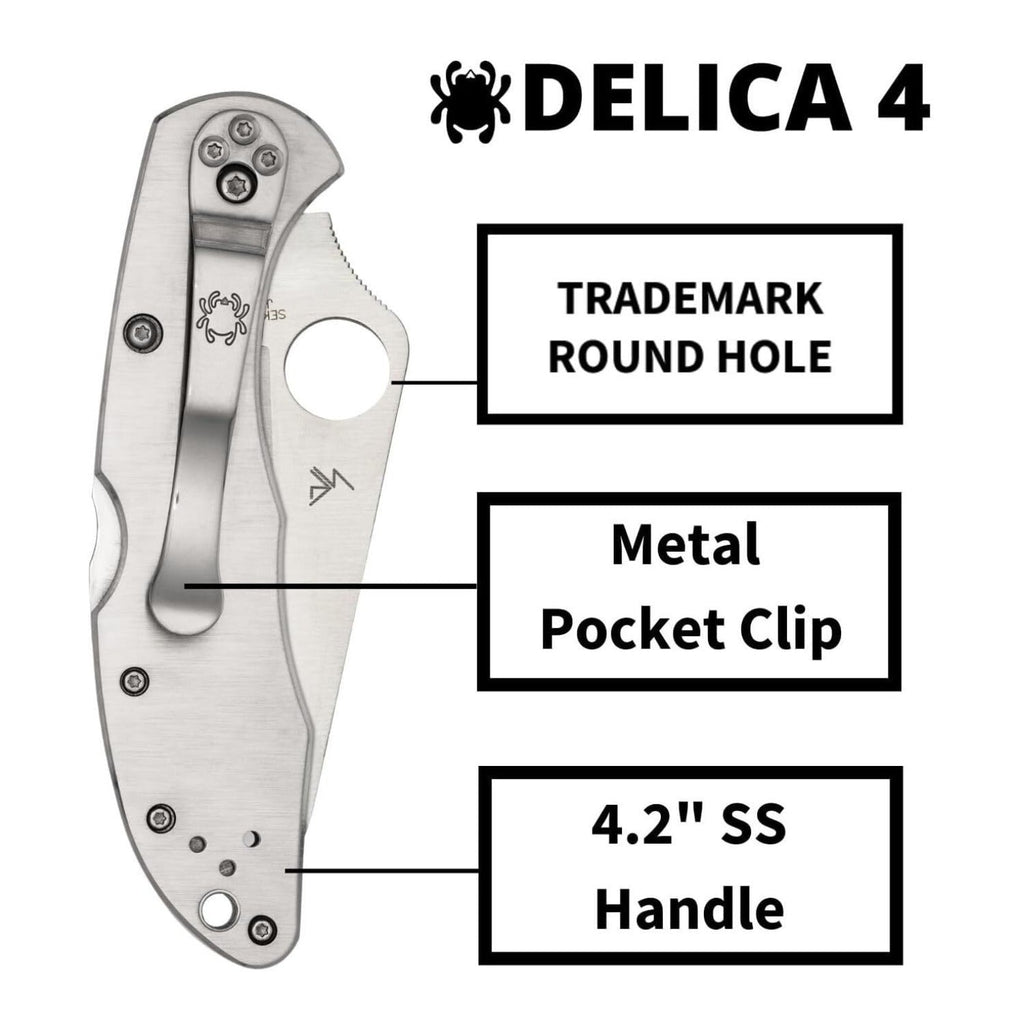 Spyderco Delica 4 Signature Knife with 2.95 Inch VG-10 Steel Blade and Stainless Steel Handle