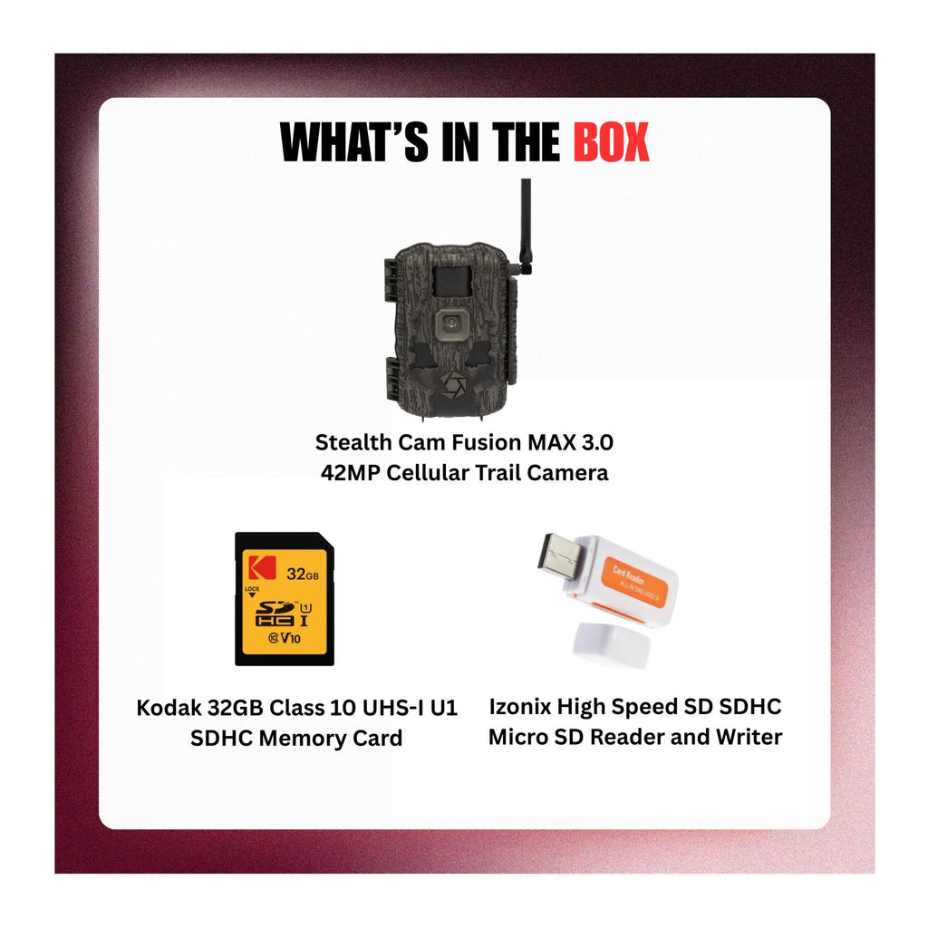 Stealth Cam Fusion MAX 3.0 42MP Cellular Trail Camera with Accessories Bundle