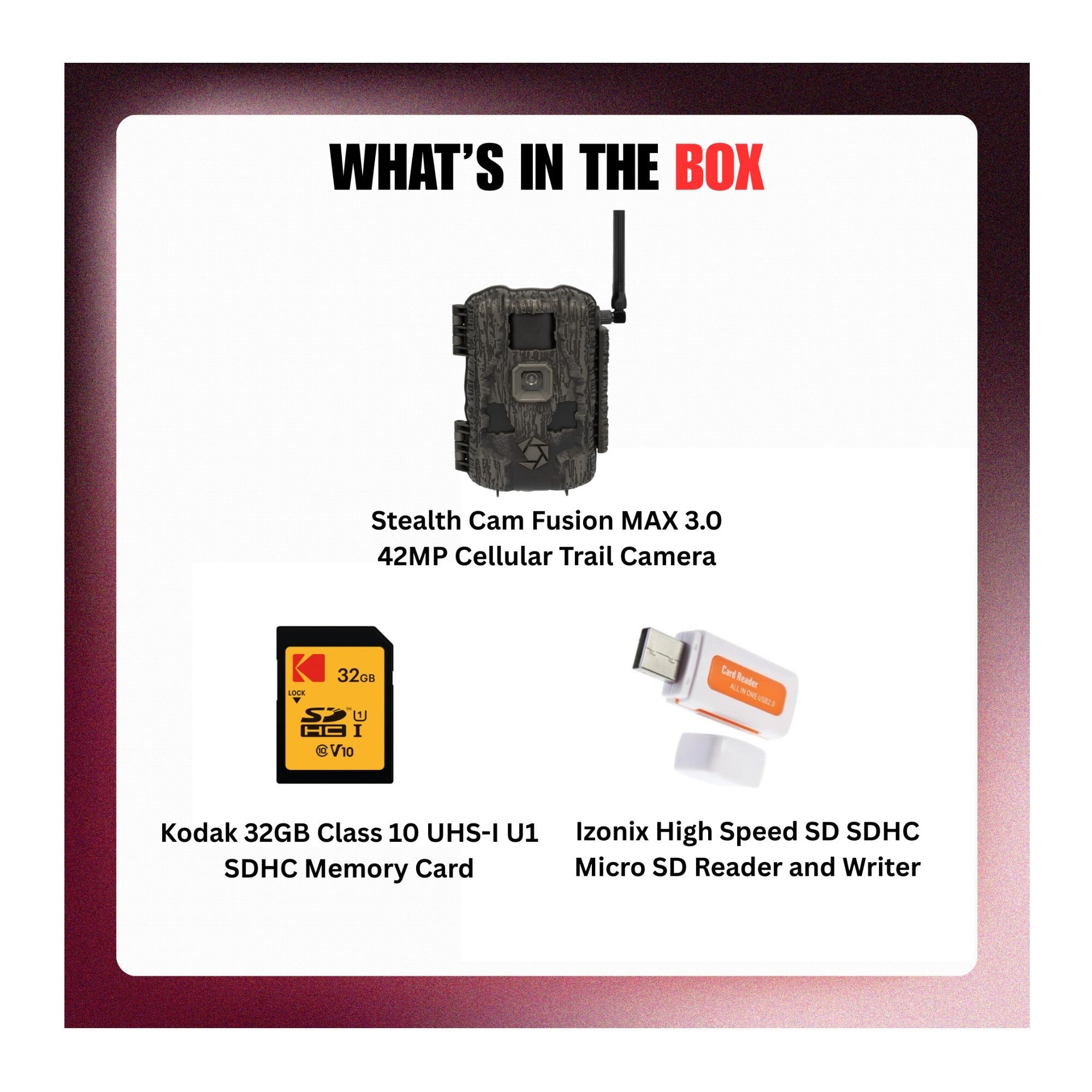 Stealth Cam Fusion MAX 3.0 42MP Cellular Trail Camera with Accessories Bundle