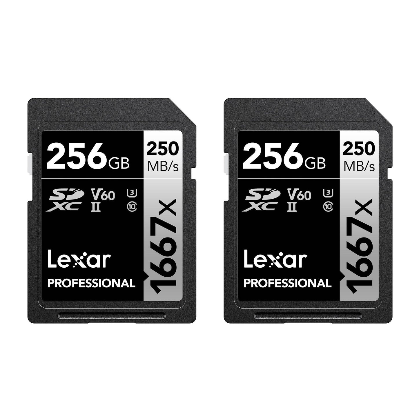 Lexar Professional SDXC 1667X UHS-II V60 4K 256GB Memory Card (2-Pack)