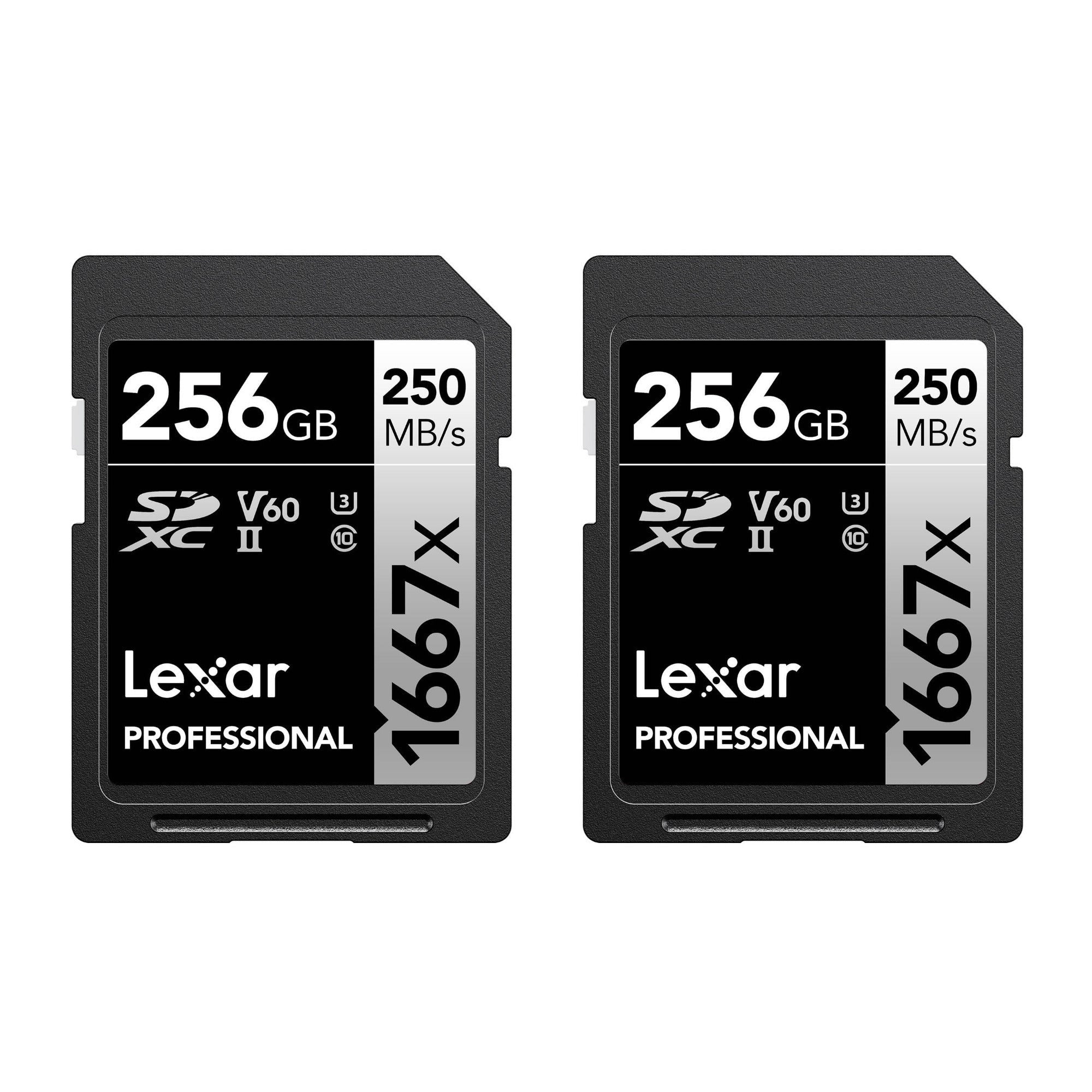 Lexar Professional SDXC 1667X UHS-II V60 4K 256GB Memory Card (2-Pack)
