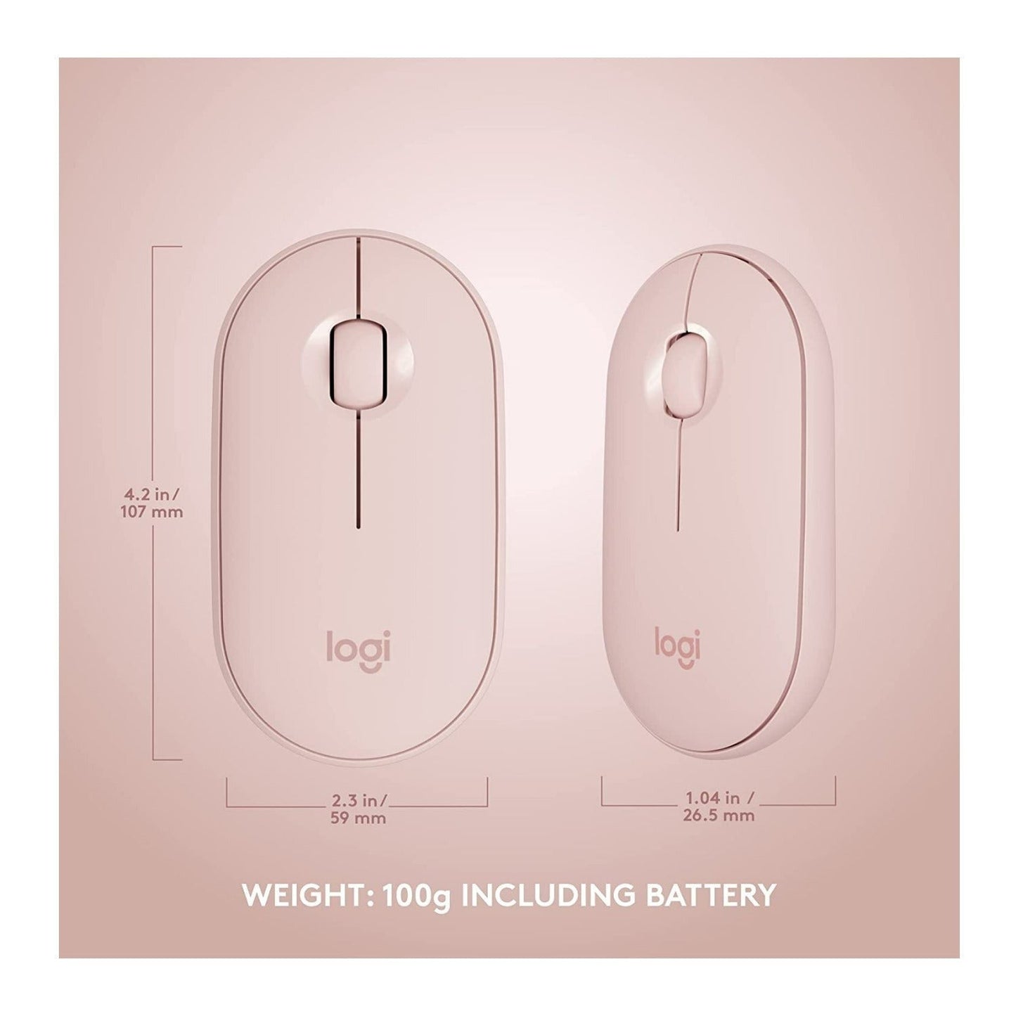 Logitech MK470 Slim Wireless Keyboard and Mouse Combo with Modern Compact Layout (Rose)