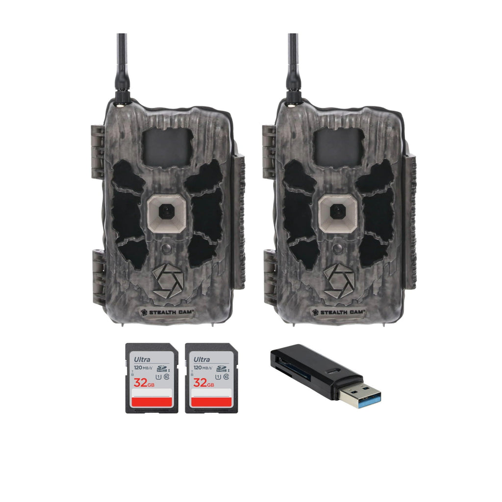 Stealth Cam Deceptor Dual Network Trail Camera (2 Pack) Bundle with Accessories