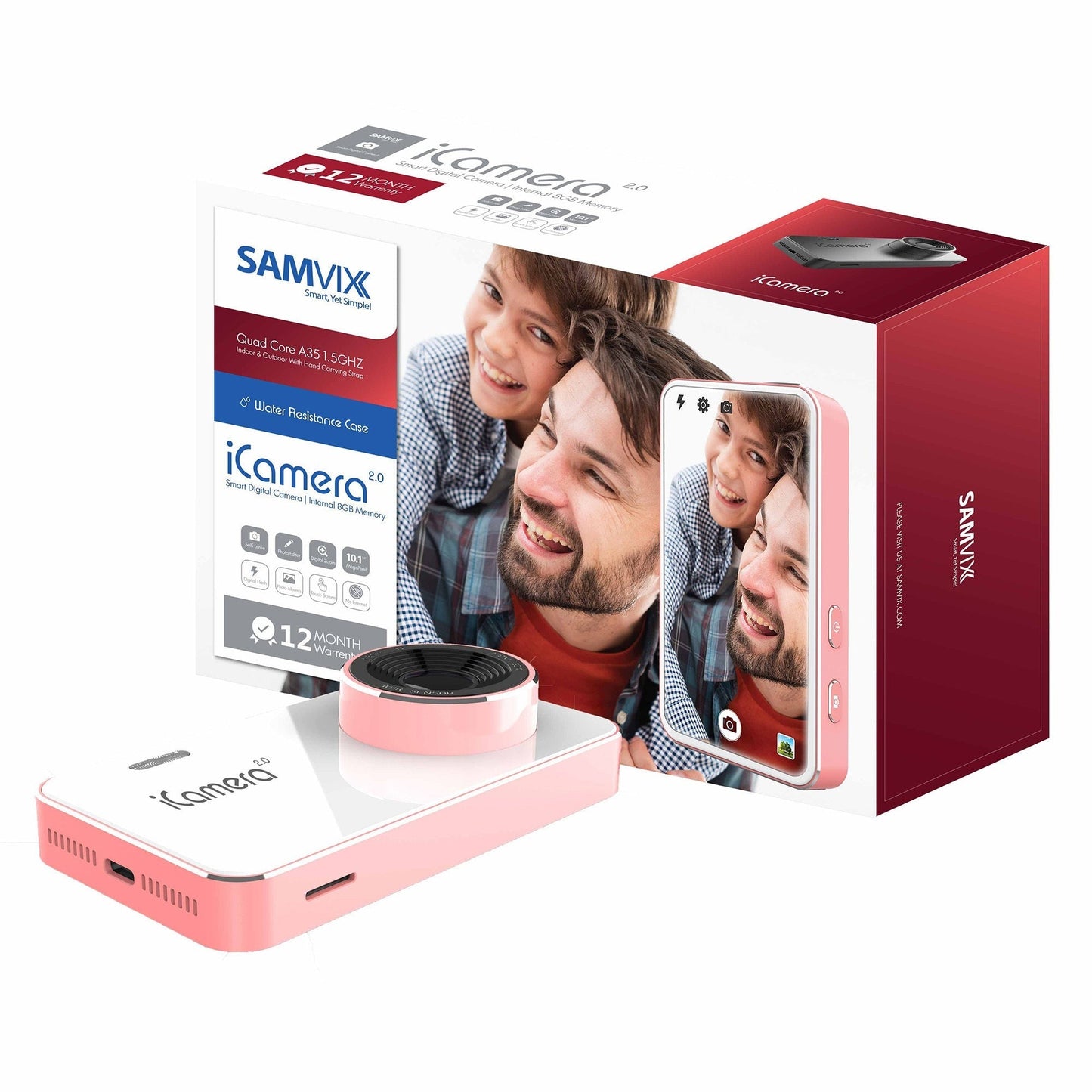 Samvix iCamera 2.0 Smart Digital Camera with Video, No Wi-Fi, No Bluetooth (Pink)