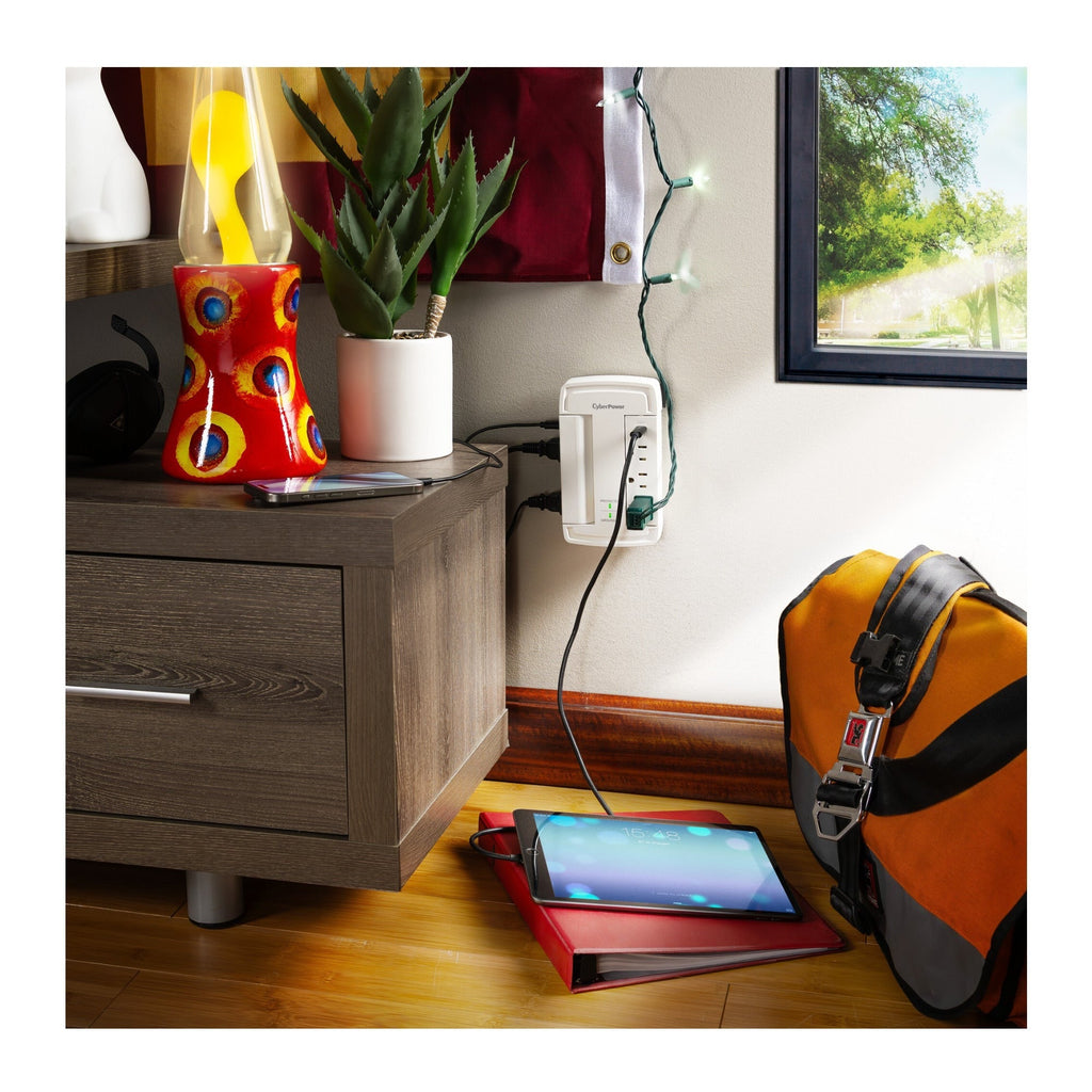 CyberPower CSP6WSUC 2400J Surge Protector with 6 Swivel Outlets & 2 USB Charging Ports