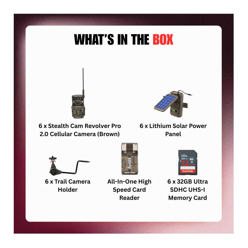 Stealth Cam Revolver Pro 2.0 360-Degree 40MP 1440p Brown Cellular Camera Bundle