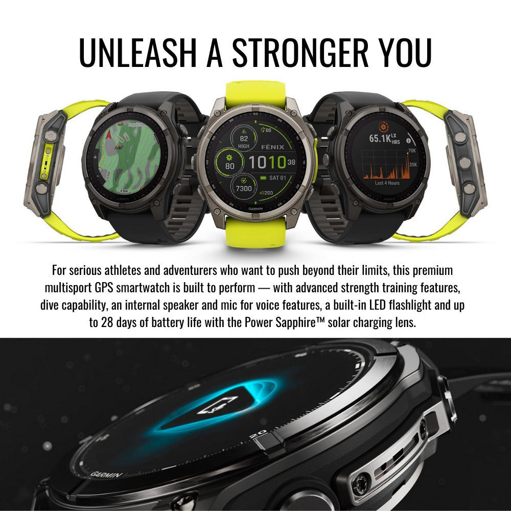 Garmin Fenix 8 47mm GPS Smartwatch (Slate Gray and Black) with Hard Case and Charger Stand Bundle