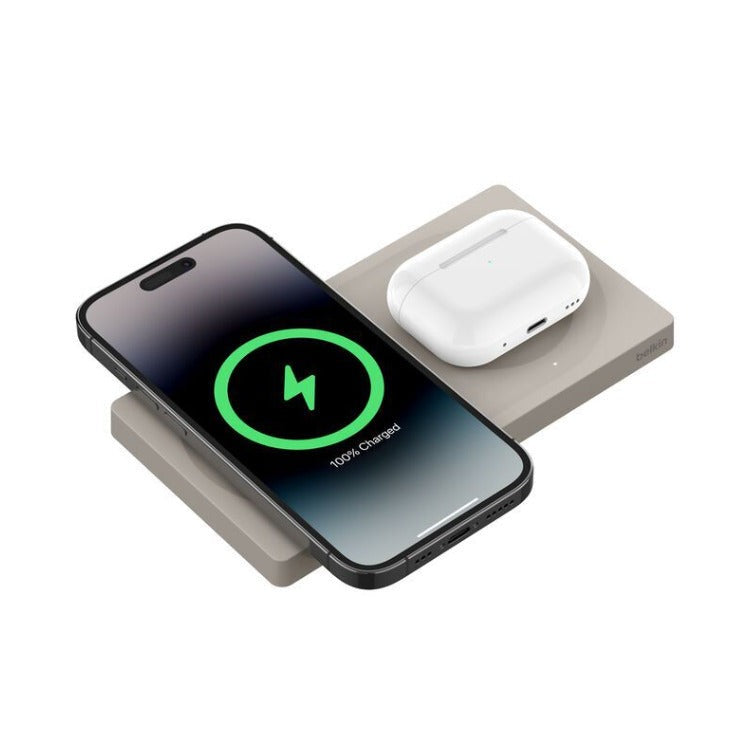 Belkin BoostCharge Pro 2-in-1 Wireless Charging Pad (15W, Sand)