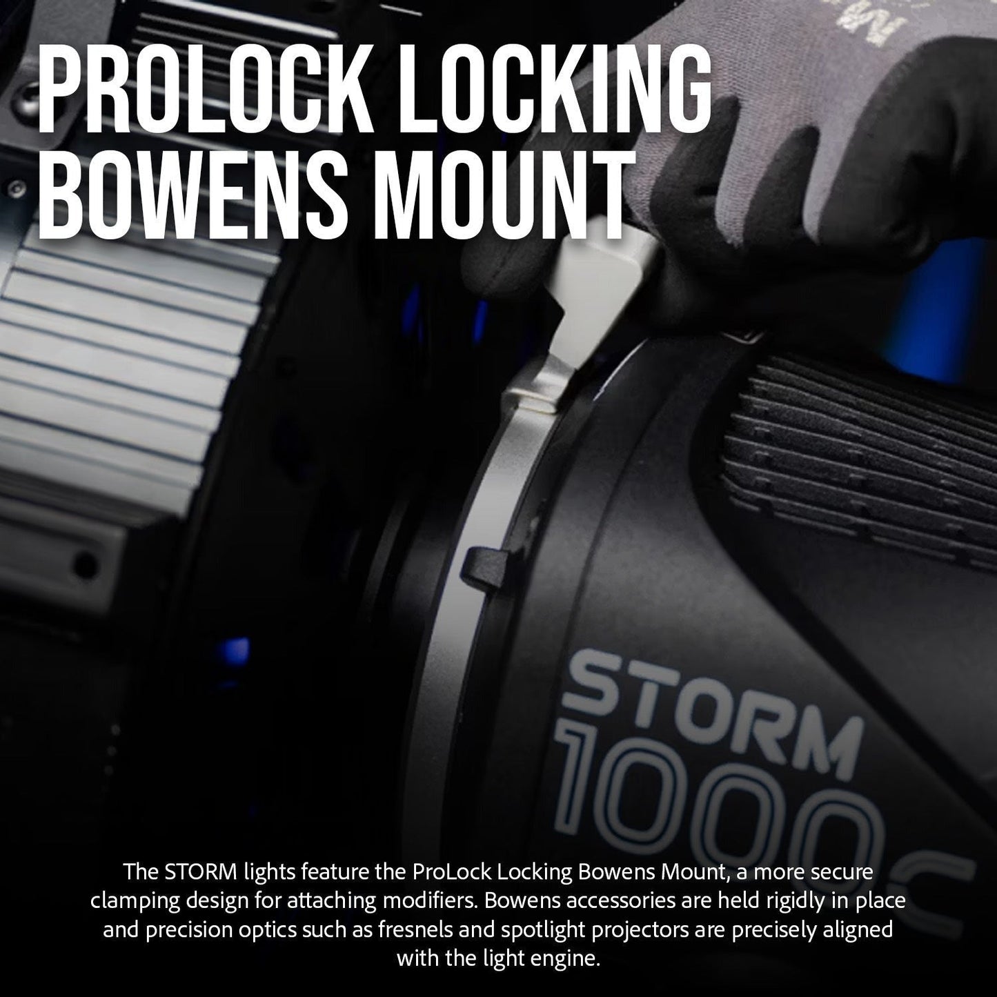 Aputure Storm 1000c Point-Source Fixture with Wide Hyper Reflector (Black) with CF12 Fresnel Bundle