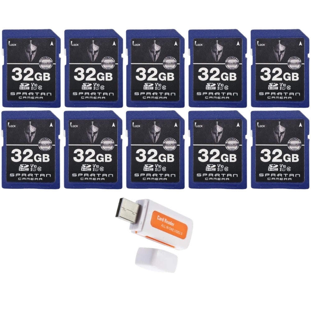 Spartan 32GB Class 10 SD Card (10-Pack) with Micro SD Reader and Writer Bundle