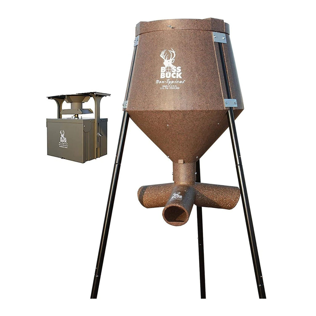 BOSS Buck 200lbs Deer Feeder Drum with Auto Feed System 2 Way Protein Head