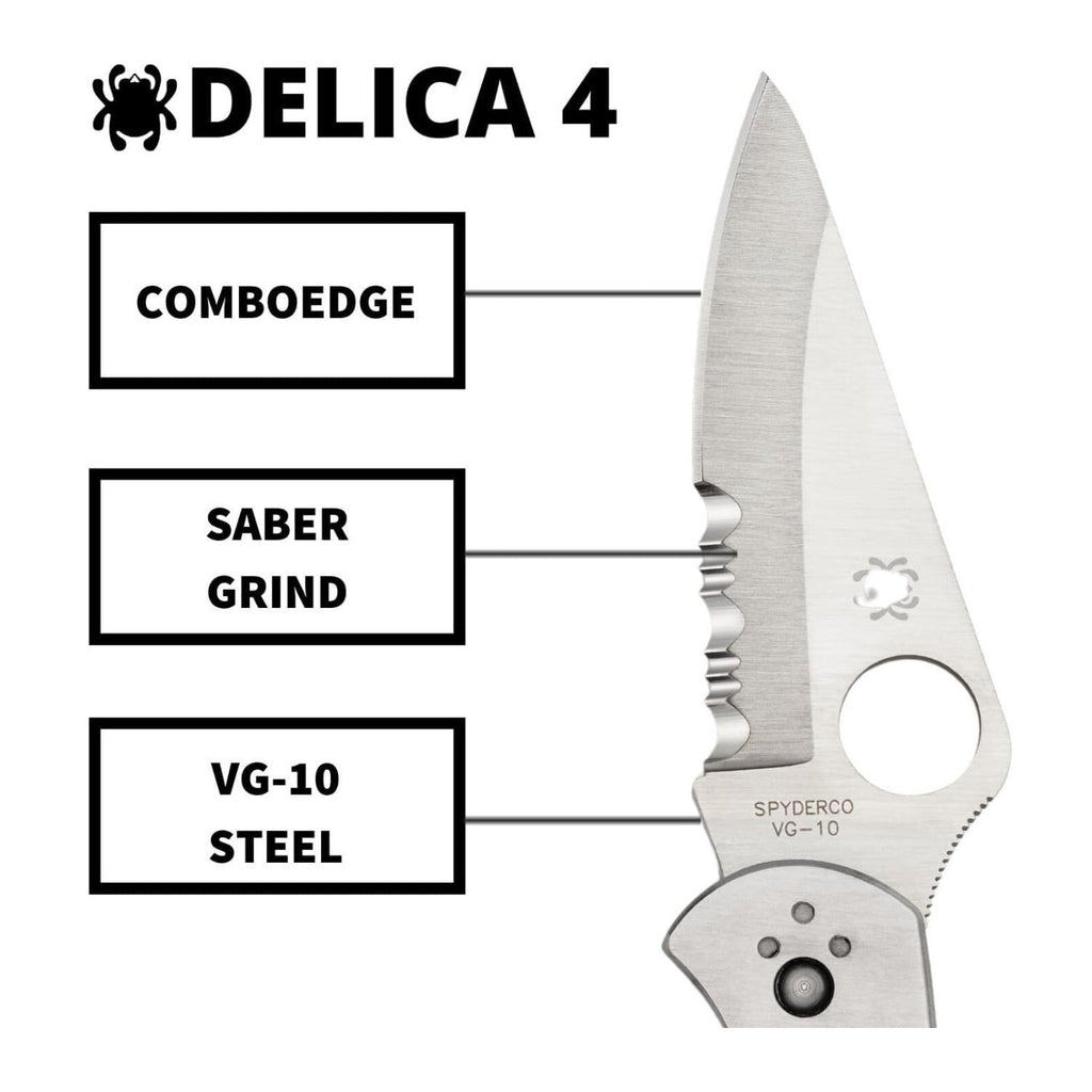 Spyderco Delica 4 Signature Knife with 2.95 Inch VG-10 Steel Blade and Stainless Steel Handle