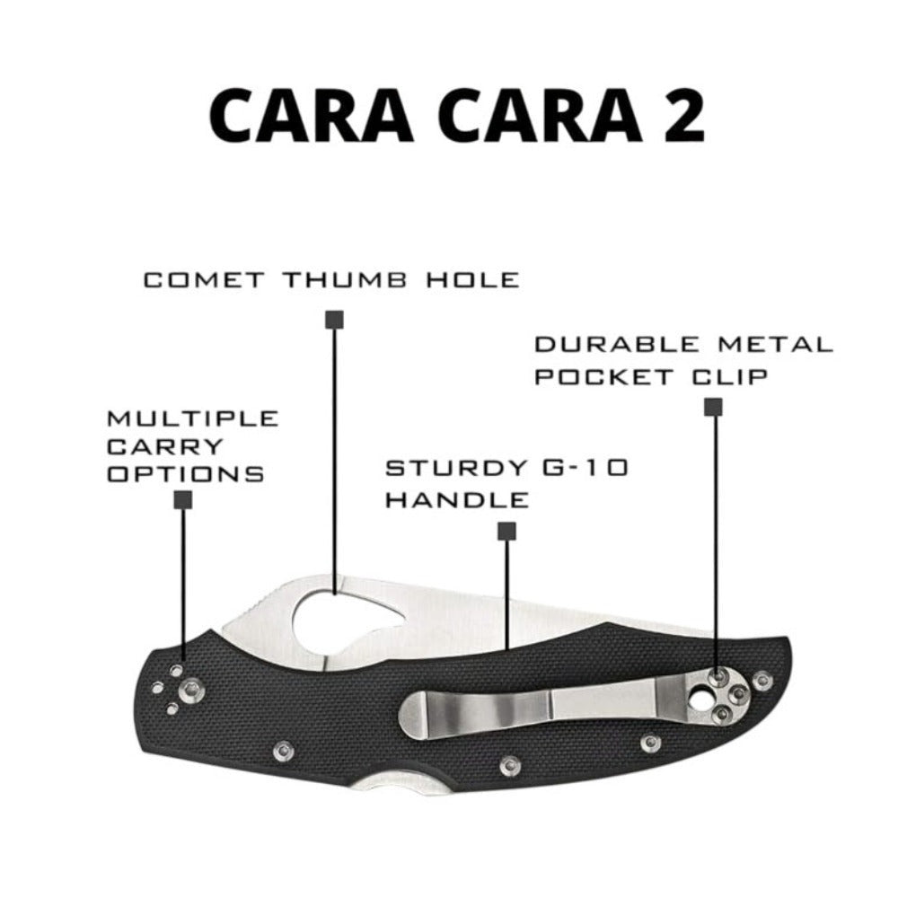 Spyderco Byrd Cara Cara 2 Black Folding Knife with 8Cr13MoV PlainEdge Blade