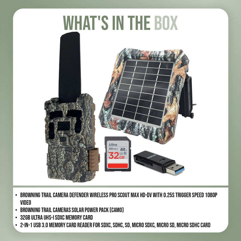 Browning Defender Wireless Pro Scout Max Trail Camera Bundle with Accessories