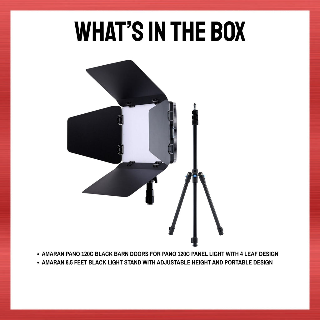 Amaran Pano 120c Barn Door with Adjustable Light Stand