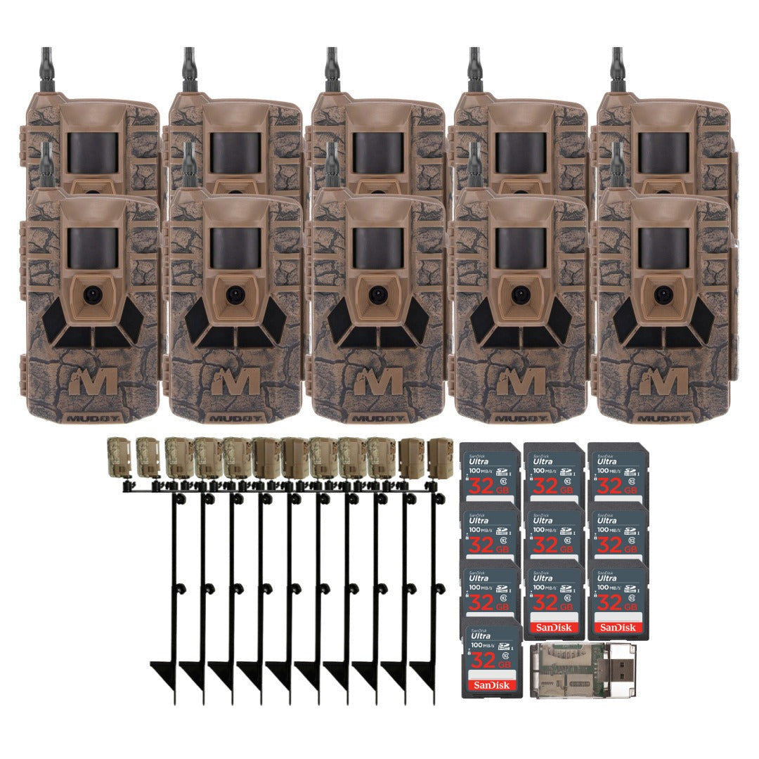 Muddy Matrix 36MP Imaging Cellular Dual Network Trail Camera with On Demand Photo (10-Pack) Bundle