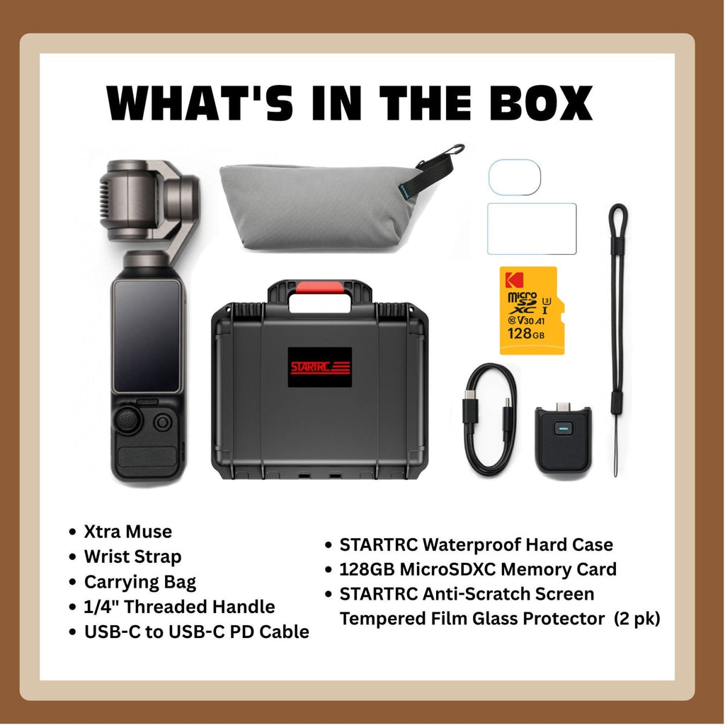 Xtra Edge Muse Gimbal Action Camera with 128GB MicroSD and Accessories Bundle