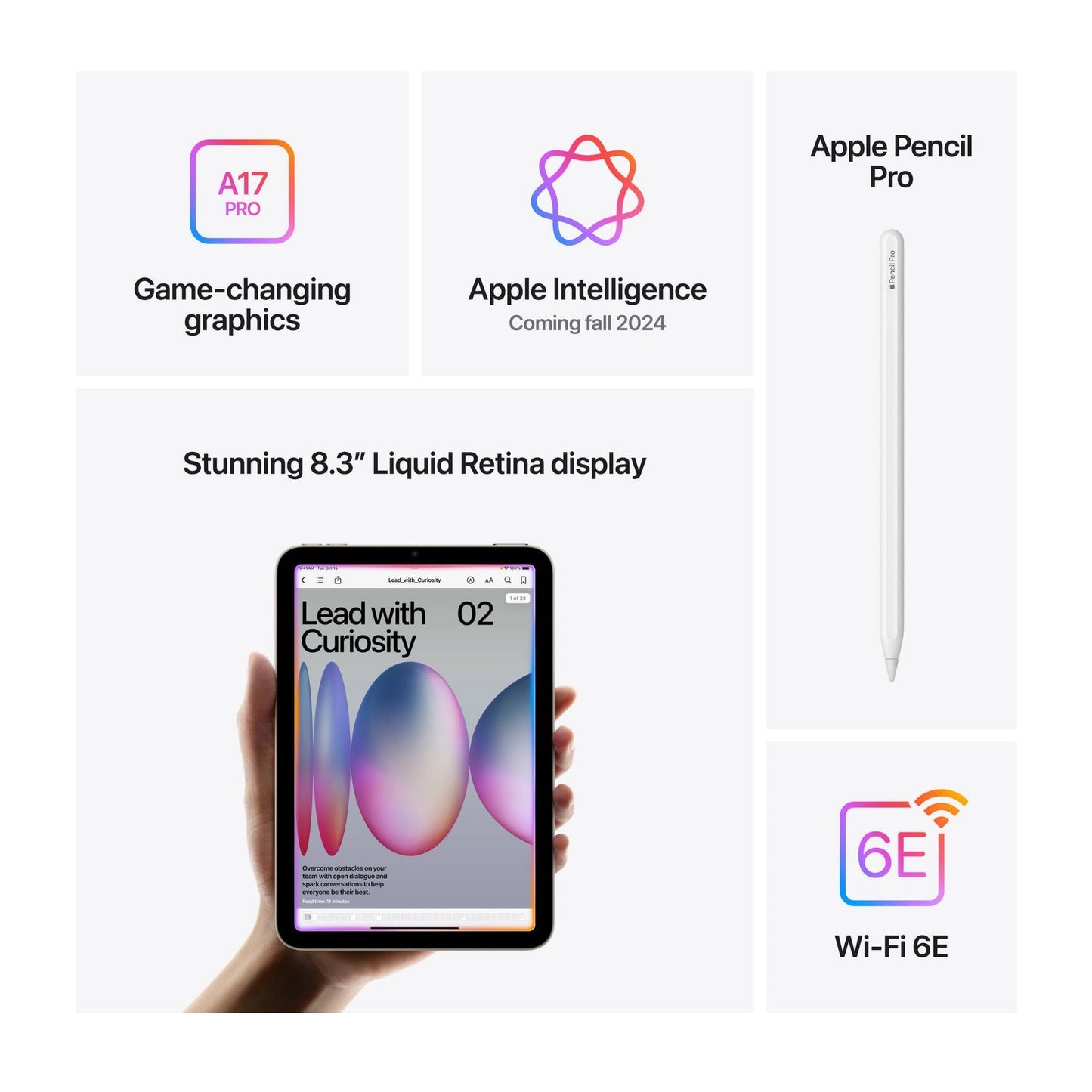 Apple 8.3-Inch iPad mini, A17 Pro chip, 512GB, Wi-Fi Only, 12MP (Purple)